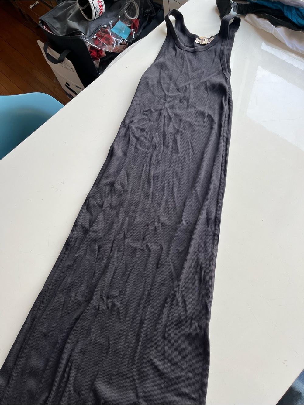 AMO Black Ribbed Sleeveless Maxi Dress/Skirt - Picture 2 of 7